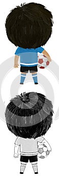 cartoon scene with boy playing running sport ball soccer football - illustration for kids