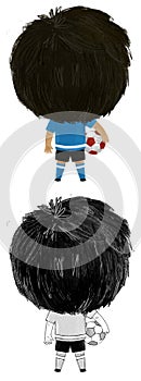 cartoon scene with boy playing running sport ball soccer football - illustration for kids