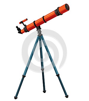 cartoon scene with colorful telescope equipement isolated illustration for children