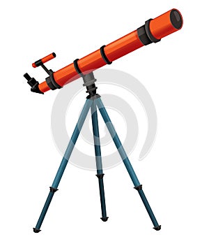 cartoon scene with colorful telescope equipement isolated illustration for children