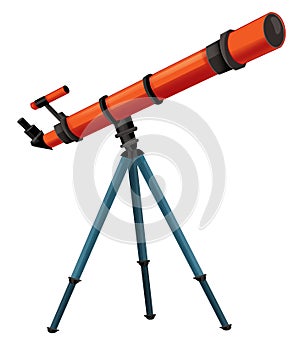 cartoon scene with colorful telescope equipement isolated illustration for children