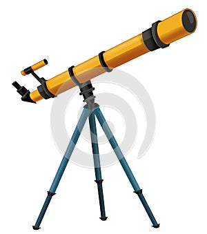 cartoon scene with colorful telescope equipement isolated illustration for children