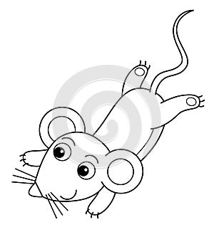 Cartoon scene with farm ranch animal rodent mouse or rat isolated background coloring page sketch drawing illustration