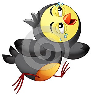 cartoon scene with funny looking bird robin sparrow farm animal theme isolated background illustration for children