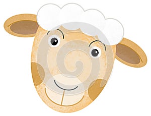 cartoon scene with happy and funny sheep farm animal isolated background illustration for children