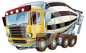 cartoon scene with heavy duty industrial cargo dump truck with load isolated illustration for children