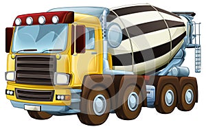 cartoon scene with heavy duty industrial cargo dump truck with load isolated illustration for children