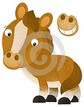 cartoon scene with horse stallion pony farm animal isolated background illustration for children