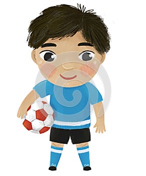 cartoon scene with kid playing sport ball soccer football - illustration