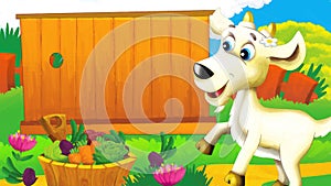 cartoon scene with life on the ranch with different farm animals illustration for children