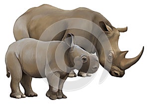 Cartoon scene with rhinoceros safari animal