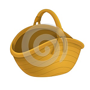 Cartoon scene with traditional basket for carring different things - white background