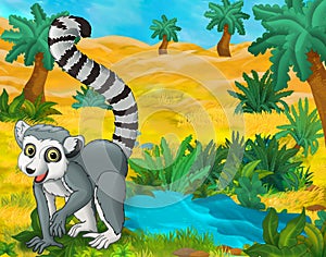 Cartoon scene - wild africa animals - lemur