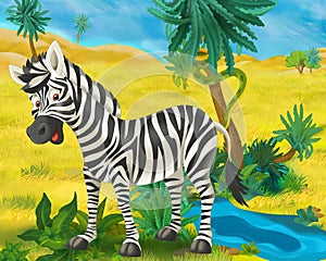 Cartoon scene - wild africa animals - zebra