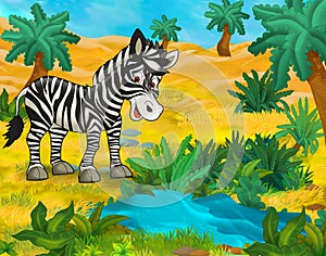 Cartoon scene - wild africa animals - zebra