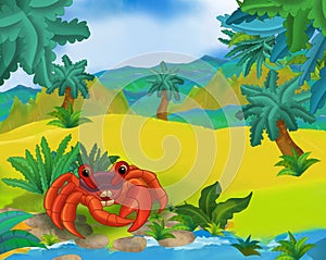 Cartoon scene - wild south america animals - crab