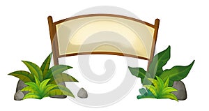 cartoon scene with wooden entrence ark for the zoo or something with pillars similar nature elements illustration for chidren photo