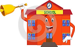 Cartoon school with bell in hand