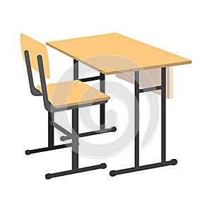 Cartoon School Desk icon. Isolated Vector illustration