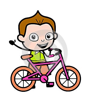 Cartoon Schoolboy with Bicycle