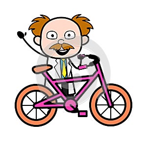 Cartoon Scientist with Bicycle