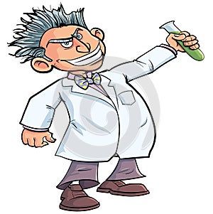 Cartoon scientist with an evil grin