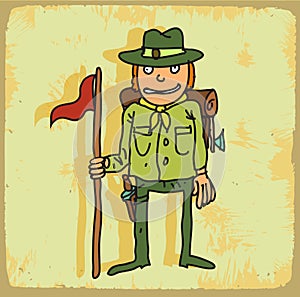 Cartoon scout illustration , vector icon.