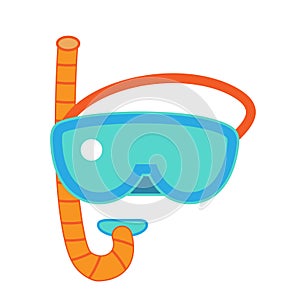 Cartoon Scuba diving mask and snorkel. Vector illustration