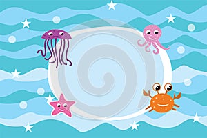 Cartoon sea life frame background