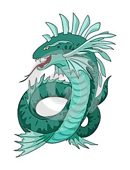 Cartoon Sea serpent creature character. Vector clip art illustration