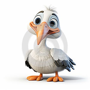 Cartoon Seagull With Long White Beak - Disney Animation Style