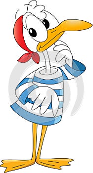 Cartoon seagull seems like he has an idea vector