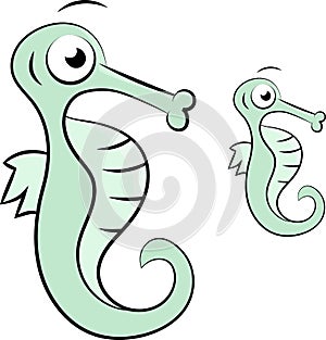 Cartoon seahorses swimming under water vector illustration for children
