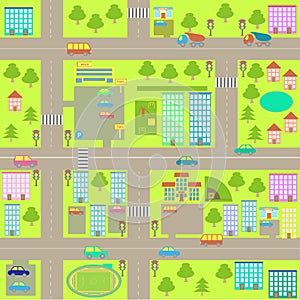 Cartoon seamless city map