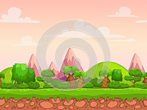 Cartoon seamless nature landscape