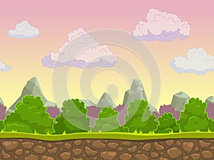 Cartoon seamless nature landscape