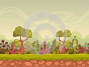 Cartoon seamless nature landscape