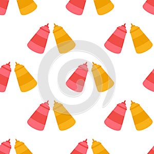 cartoon seamless pattern with ketchup and mustard