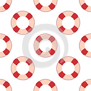 cartoon seamless pattern of lifebuoy, vector illustration