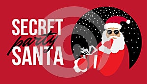 Cartoon Secret Santa Perty Christmas flat illustration