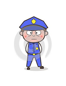 Cartoon Security-Guard Flushed Face