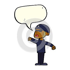 cartoon security guy with speech bubble