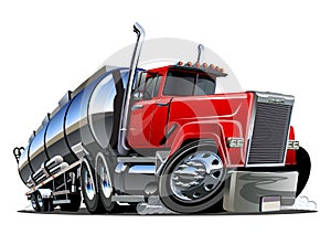 Cartoon semi tanker truck isolated on white background