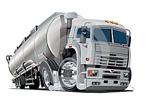 Cartoon semi tanker truck isolated on white background