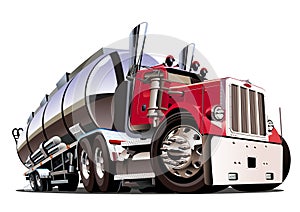 Cartoon semi tanker truck isolated on white background photo