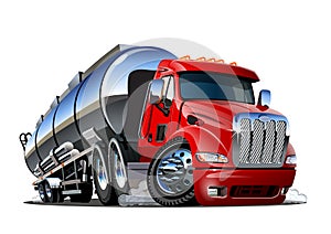 Cartoon semi tanker truck isolated on white background photo