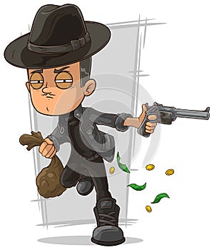 Cartoon serious criminal with gun