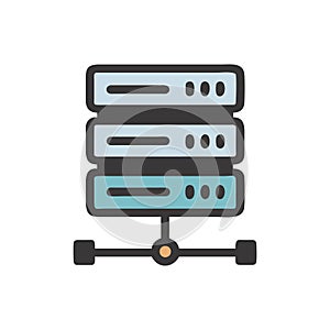 Cartoon Server Rack: Data Storage, Networking, and Cloud Computing Concept