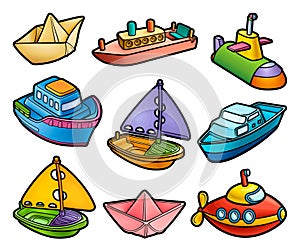 Cartoon set of cute doodle kids beach toys.