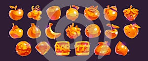 Cartoon set of golden slot machine icons